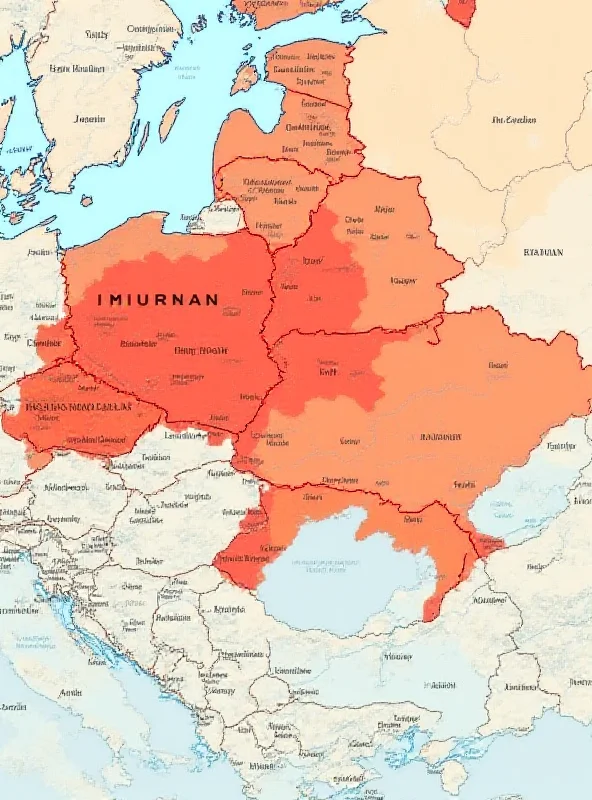 A map of Ukraine with a focus on the conflict zones, highlighting the tense geopolitical situation.