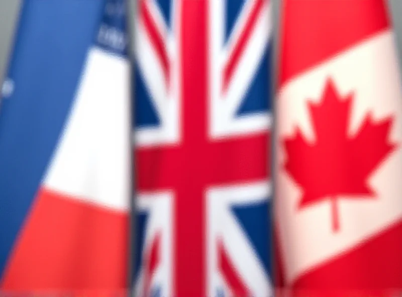 A split image showing the flags of France, the United Kingdom, and Canada, representing the countries involved in the discussions.