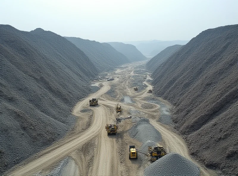 Aerial view of a mining operation in a vast landscape.