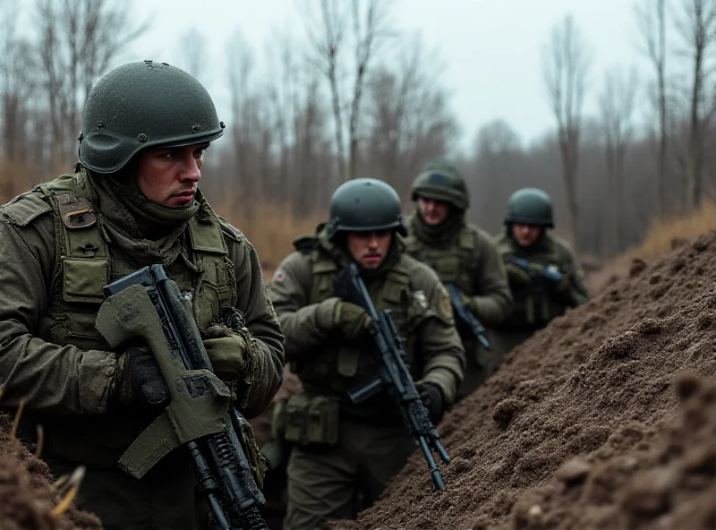 Ukrainian soldiers in a defensive position in the Donbas region.