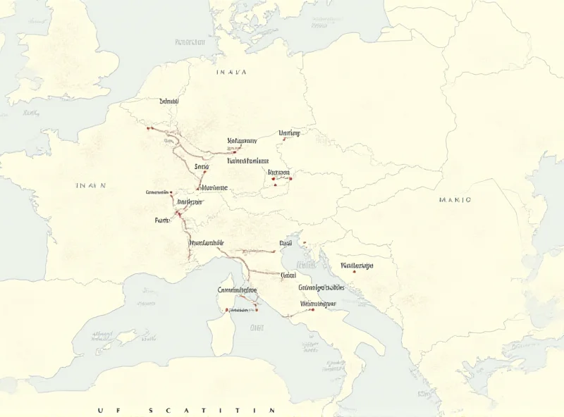 A map highlighting the geographical locations of Ukraine, the US, and major European cities, connected by lines representing political and military alliances.