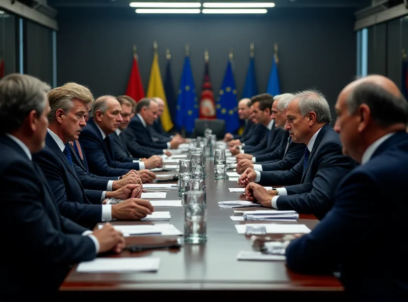 European leaders in a meeting room discussing Ukraine crisis