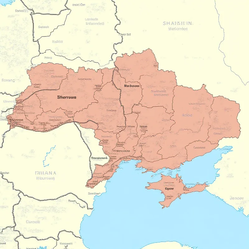 A map of Ukraine highlighting conflict zones.