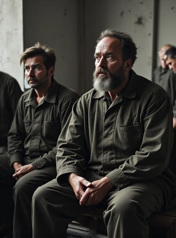 A group of POWs in a detention center.