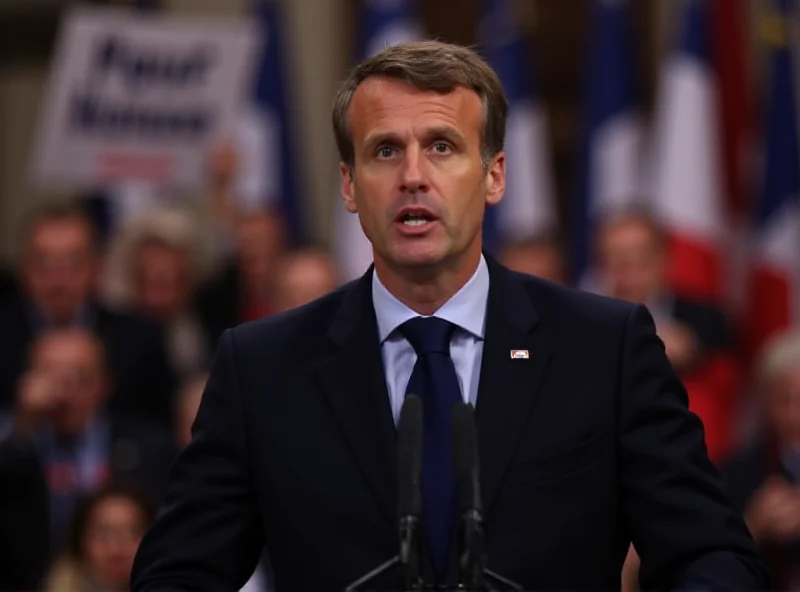 Emmanuel Macron giving a speech at a political rally.