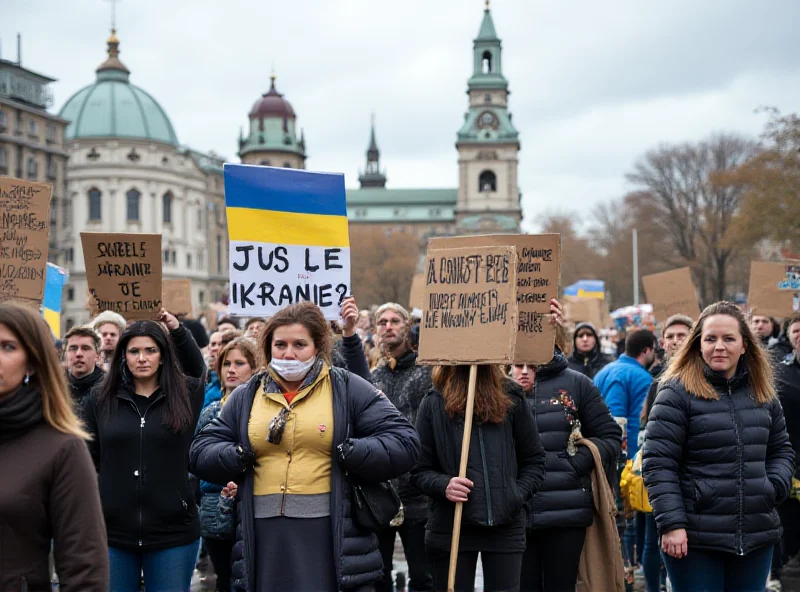 Group of people protesting the war in Ukraine