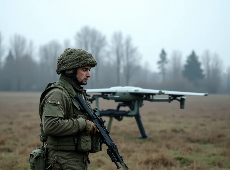 Ukrainian soldier preparing to launch a drone.