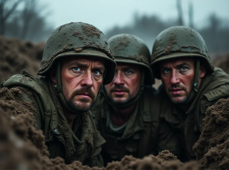 A photo of Ukrainian soldiers in a trench.