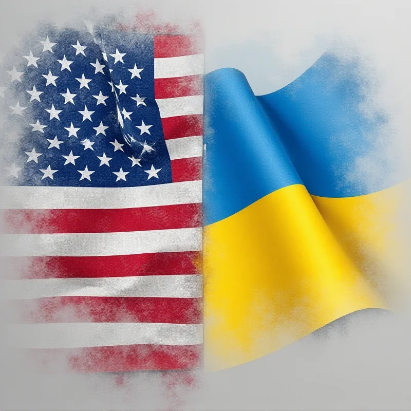 A split image showing the US flag on one side and the Ukrainian flag on the other, symbolizing the alliance and potential division.