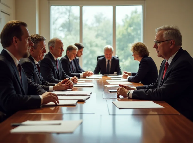 A group of European leaders at a summit discussing peace in Ukraine.