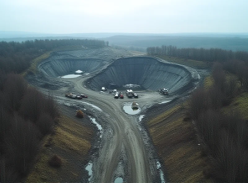 Aerial view of a mining operation in Ukraine.