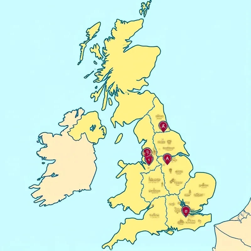 A map of the UK highlighting various regions and cities, indicating the 'coolest' places to live with different colored markers and icons representing different lifestyle aspects.