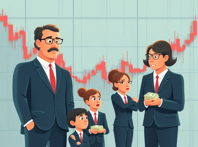 Illustration of wealthy family selling stocks