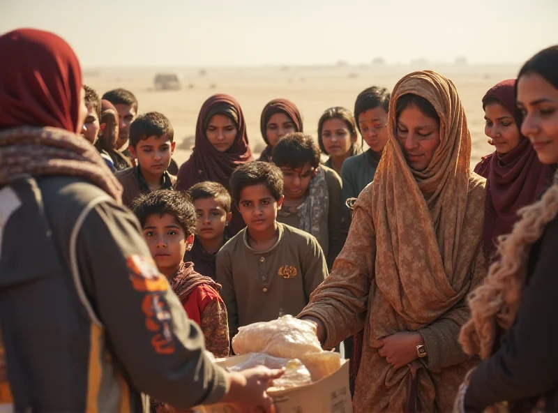 A family in Afghanistan receiving humanitarian aid