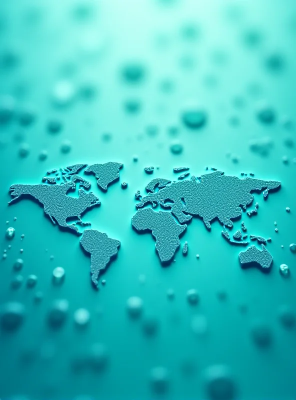 Image of a global map with water droplets emphasizing the importance of water conservation and sustainable management.