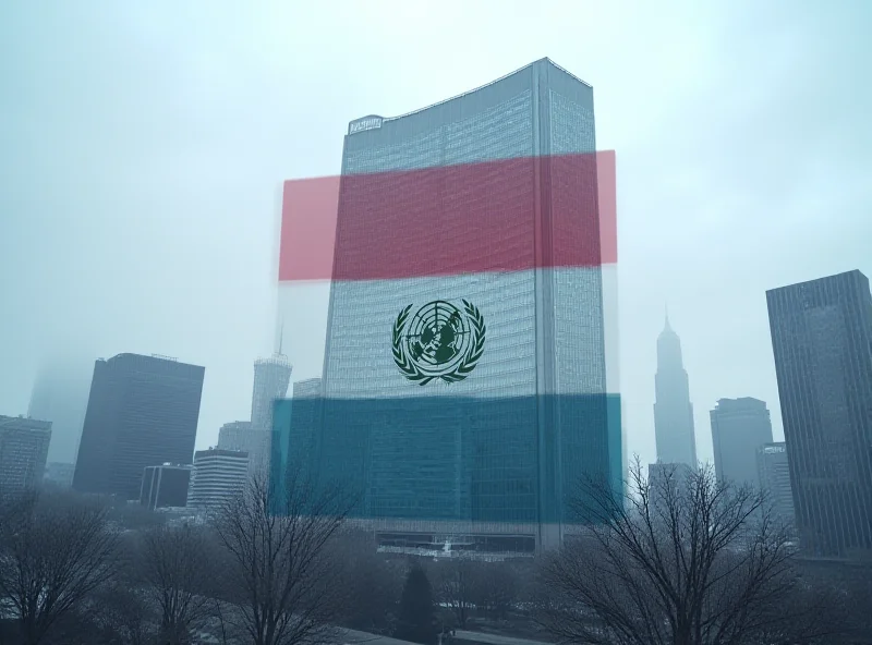 Image depicting the UN headquarters with a Nicaraguan flag subtly imposed in the background