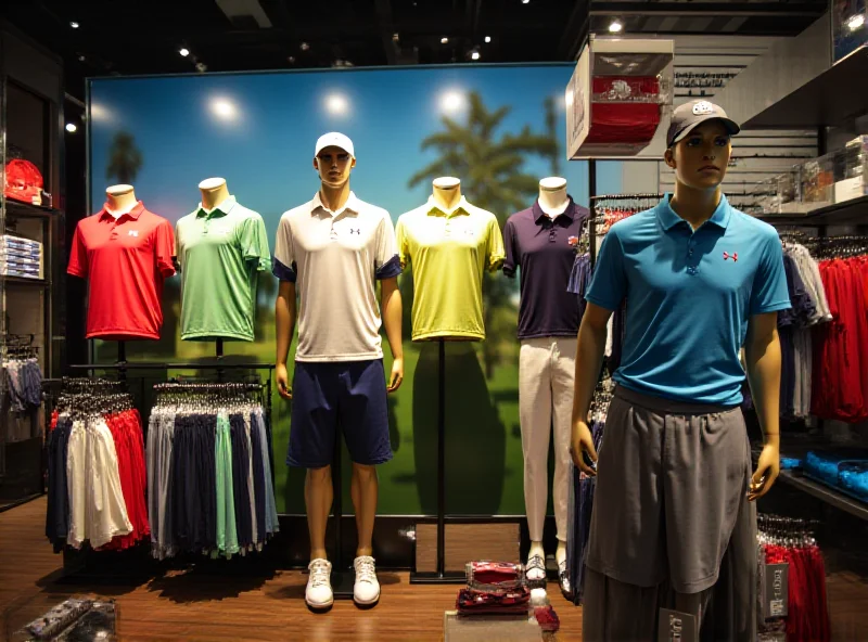 Golf apparel on display