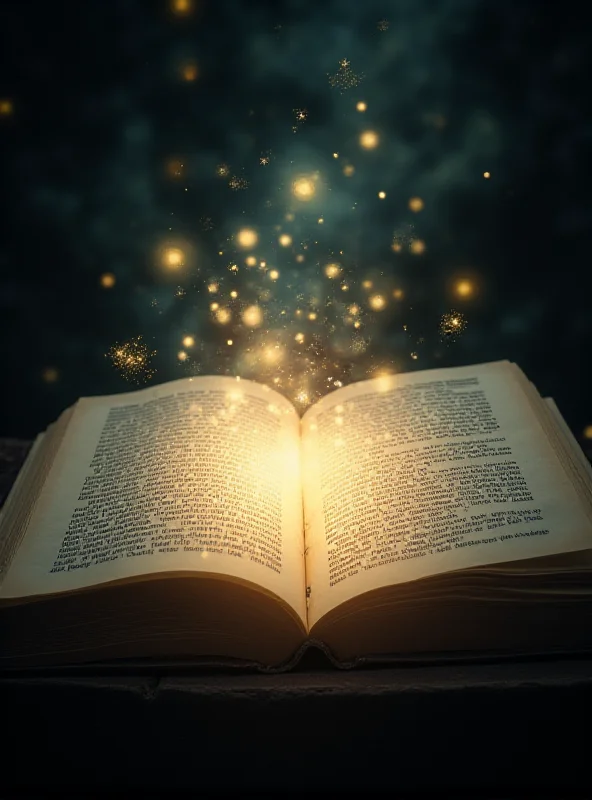 An open book with light emanating from the pages, symbolizing knowledge and inspiration.