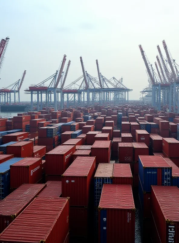 Containers at a port with US and China flags