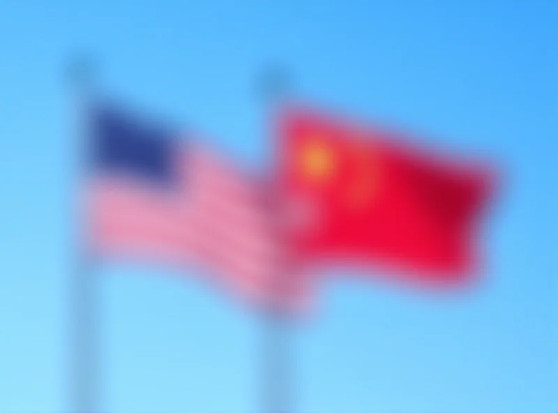 US and China flags waving in the wind