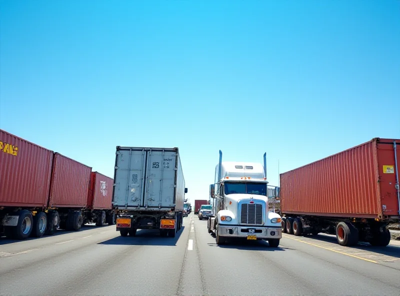 Goods being inspected at the border between the US, Canada, and Mexico.