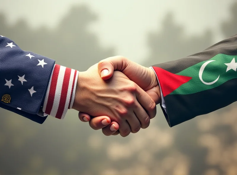 Illustration of the US and Hamas flags, symbolizing direct negotiations.