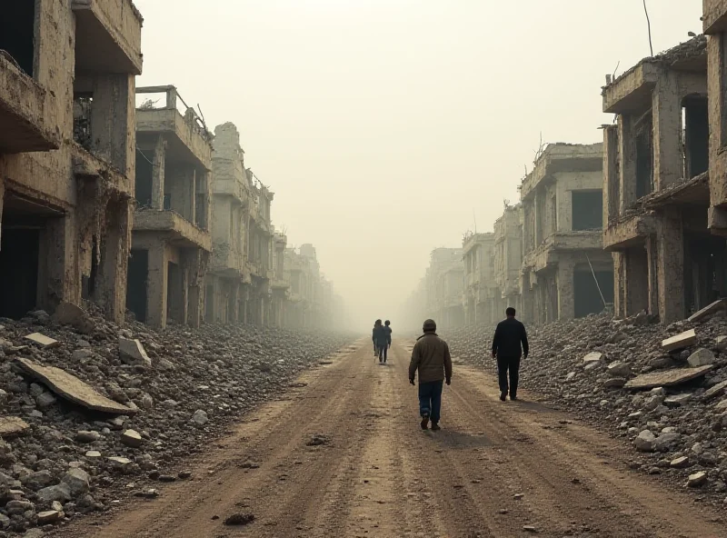 A desolate landscape in Gaza, showing the impact of the aid blockade on the civilian population.