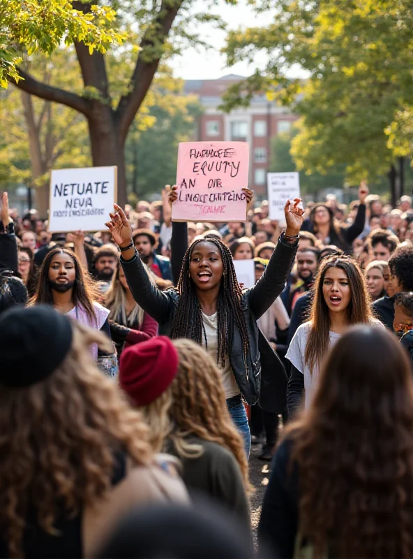 Students protesting for DEI initiatives on a US college campus