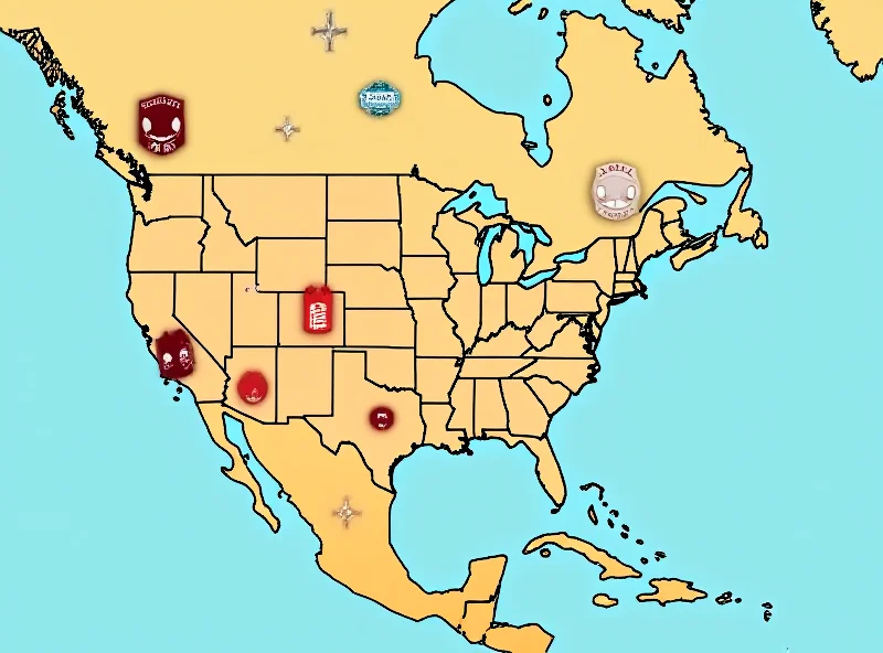 Image of a map showing the US, Canada, and Mexico with tariff symbols.