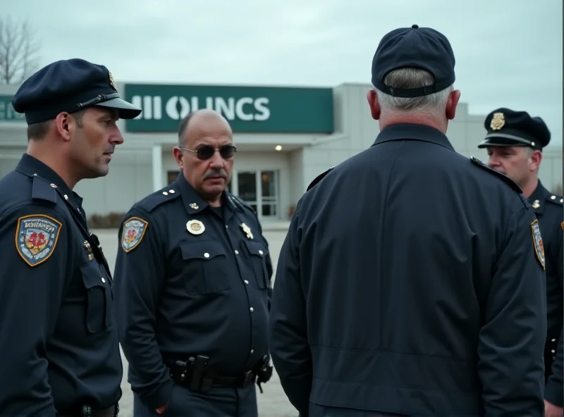 Police arresting a man outside a clinic