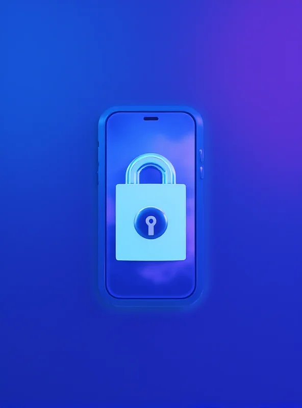 A stylized depiction of an Apple device with a lock on the screen representing data security and privacy.