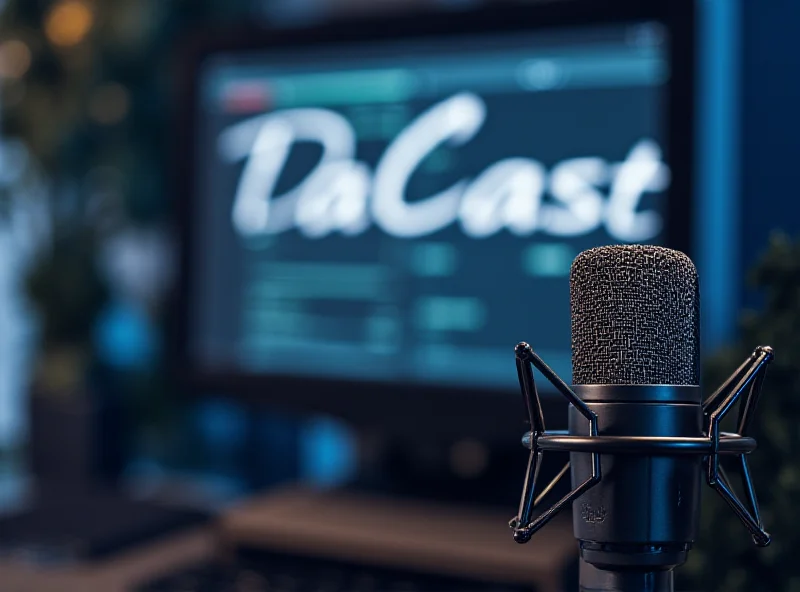 A podcast microphone with the PalCast logo in the background.