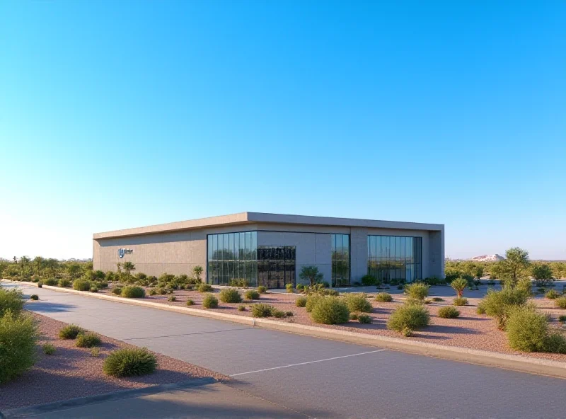Exterior rendering of Amkor's new chip packaging facility in Peoria, Arizona.