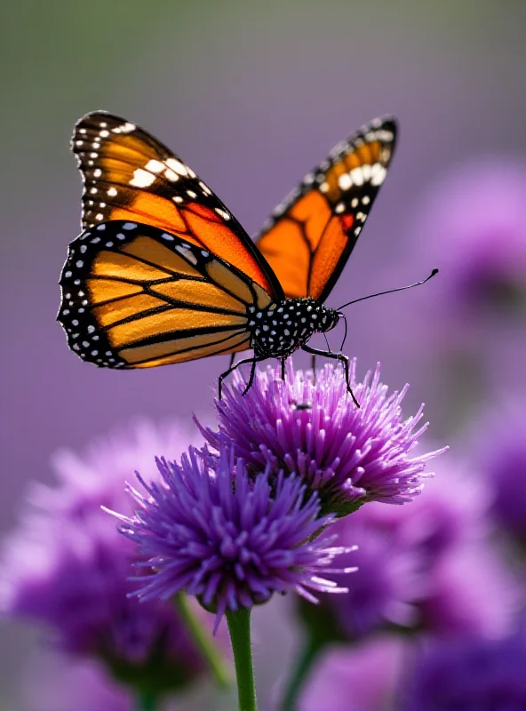 Close-up photo of a Monarch butterfly on a flower