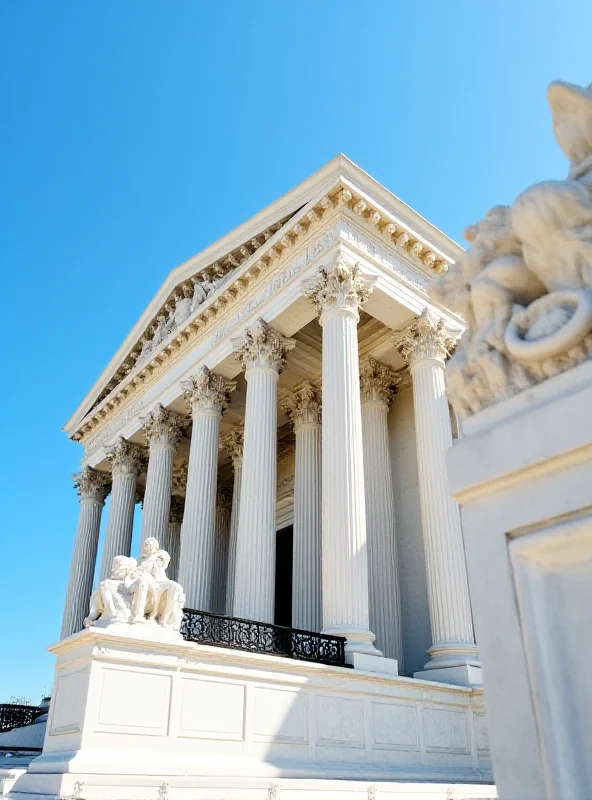 A close-up shot of the United States Supreme Court building during the day.