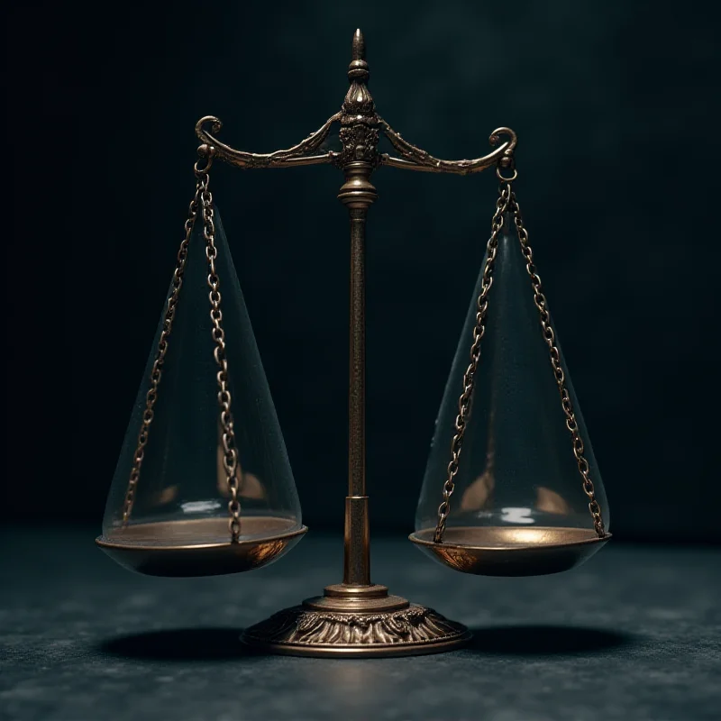 Conceptual image of the scales of justice, with one side representing the death penalty and the other representing human rights, clearly unbalanced.