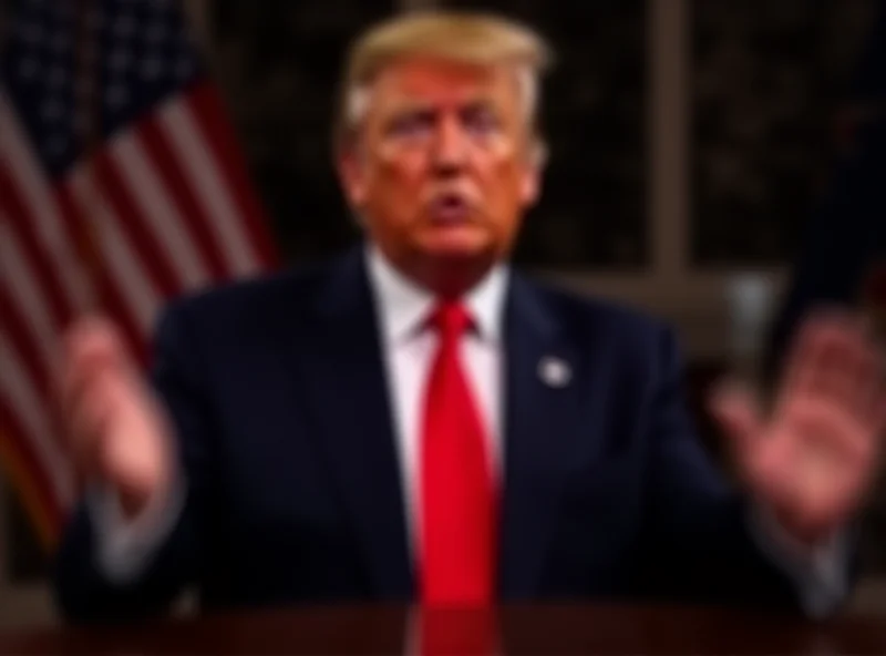 Donald Trump speaking at a podium with an American flag in the background.