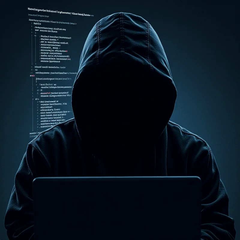 Illustration of a hacker wearing a hoodie, with a North Korean flag subtly incorporated into the background, representing cybercrime.