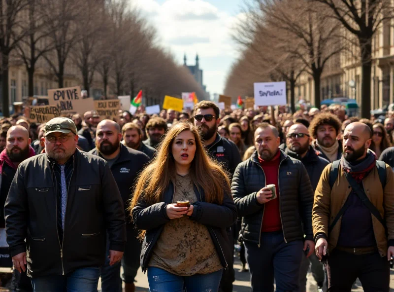 A diverse group of people protesting with signs, representing various causes and concerns.