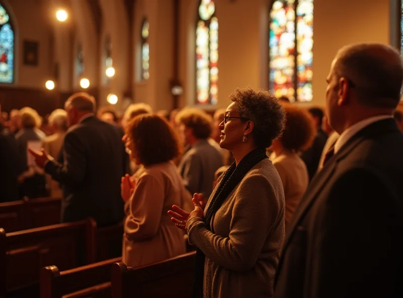 People attending a church service.