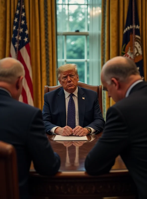 Image of the White House Oval Office with Donald Trump and Volodymyr Zelenskyy sitting at a table with tense expressions.