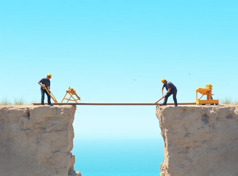 A symbolic image of a bridge being built between two countries, representing the effort to improve diplomatic relations.