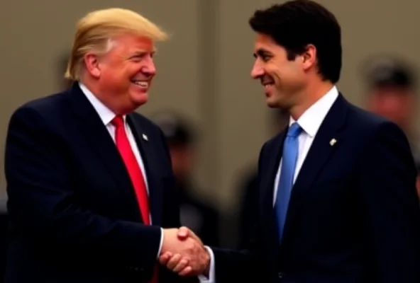 Donald Trump shaking hands with Justin Trudeau