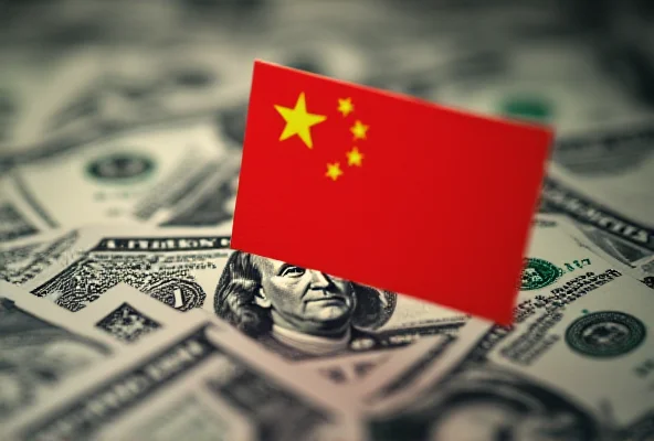 Image of US dollar bills with a Chinese flag in the background