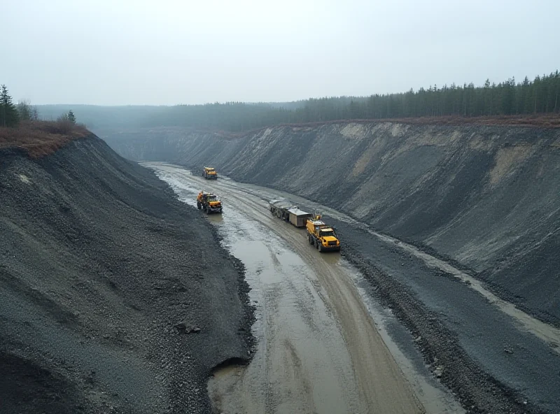 Aerial view of a mining operation in Ukraine, showing extraction of minerals.