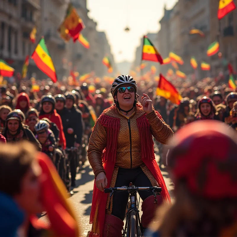 Crowd celebrating during O Gran Camiño