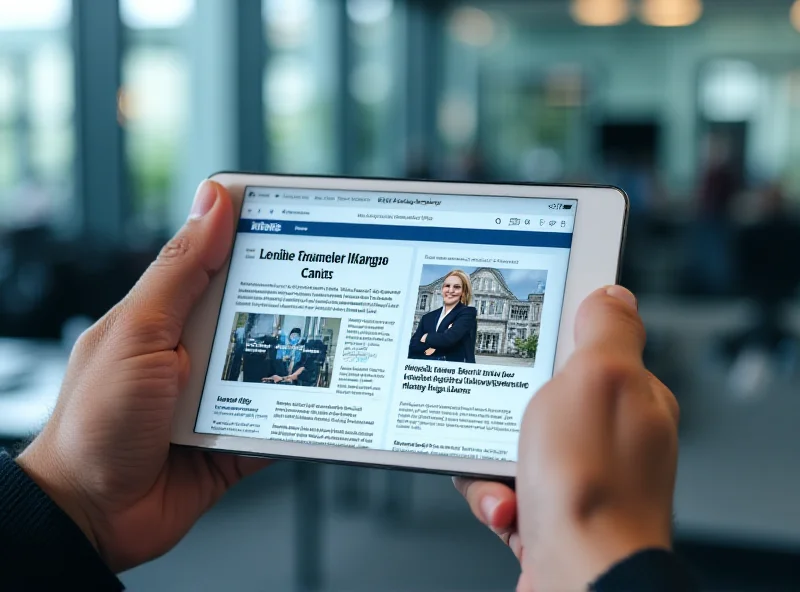 A person holding a tablet displaying the FAZ+ website, with various articles related to finance and politics visible on the screen.