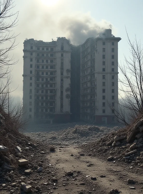 A damaged building in Ukraine after a drone attack.