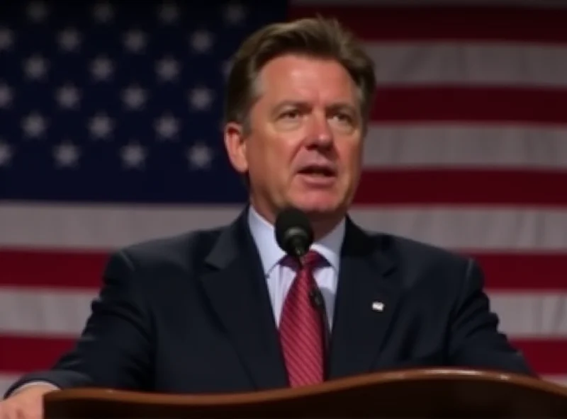 JD Vance speaking at a podium with the American flag behind him.