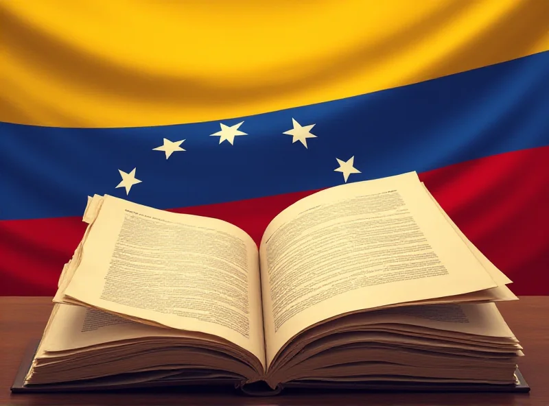 Illustration of the Venezuelan flag with the constitution in the background, symbolizing constitutional reform.